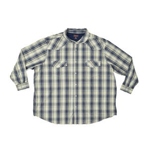 Boulder Creek Mens Big & Tall Size 3XL Plaid Western Pearl Snap Shirt Blue Yello